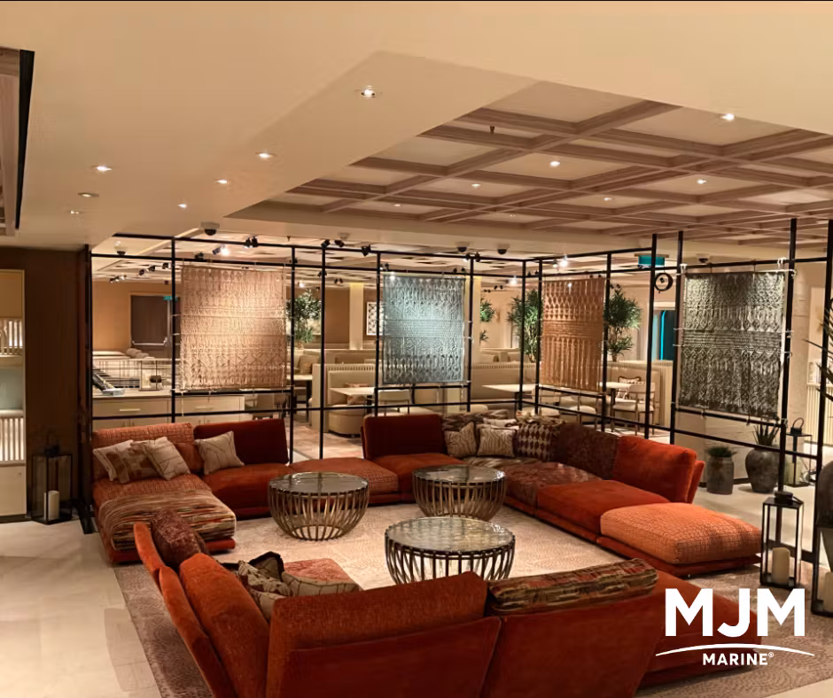 One of the lounge areas aboard Aroya